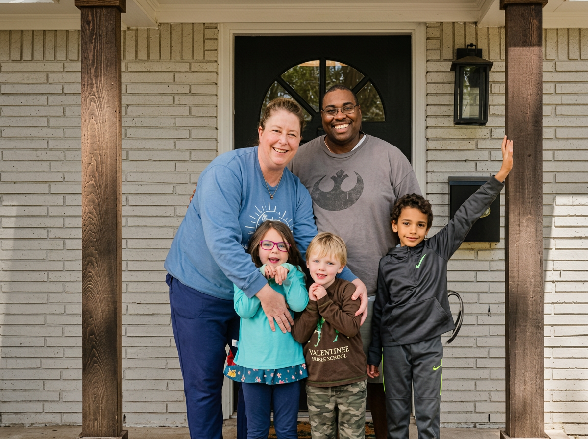 Harrison and Rachel Lewis with their family at their Chattanooga home